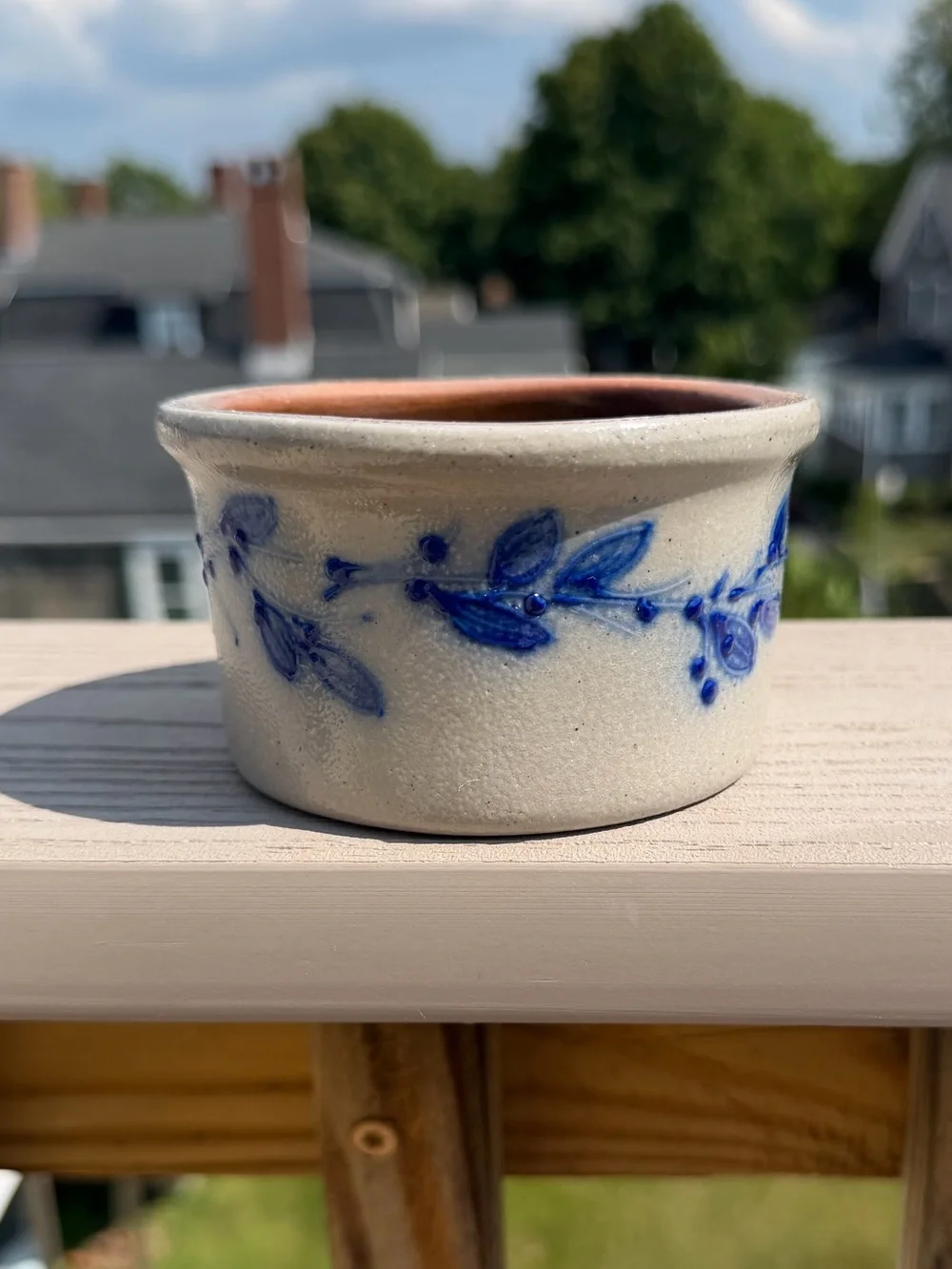 Salmon Falls Stoneware Pottery Salt Glaze Blueberry Vine Farmhouse Crock